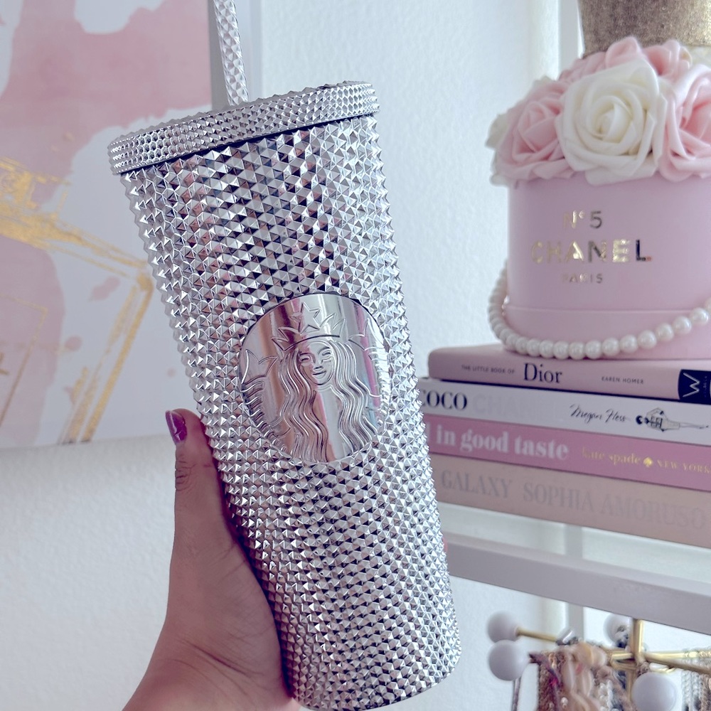Starbucks Disney Park 100th Anniversary Silver Platinum Studded Tumbler Cup 🤩🫶